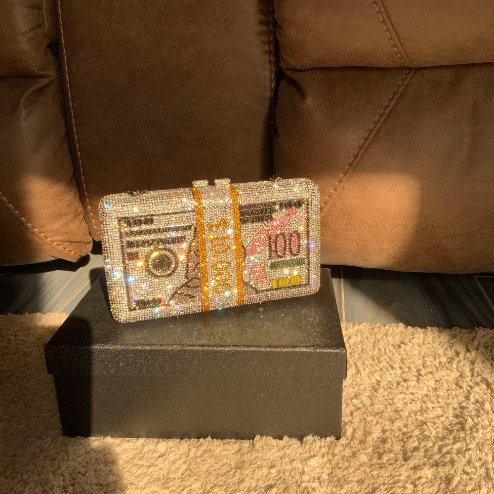 Rhinestone Money Evening Bag New
